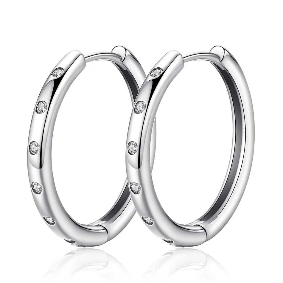 

High Quality 925 Sterling Silver Earrings Droplets Hoop Earrings Clear CZ Crystal Earrings fit Gift Women Wearing Silver Jewelry