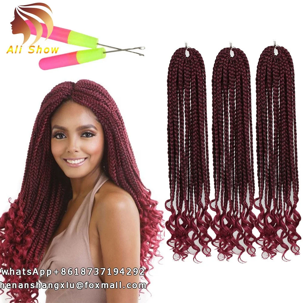 

18inch Senegalese Curly Twist Synthetic Afro Kinky Hair Box Braids Crochet Hair DIY Braid Wig Pre Loop Goddess Box Braid Weave