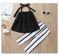 

Fashional Baby Girl Clothing Sets Sleeveless Shirt + Striped Pants 2 Pieces Baby Girl Clothes Sets for Summer