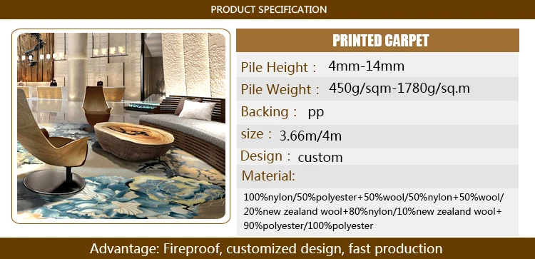 Polyester Printed Carpet with Customized Pattern for Hotel Banquet