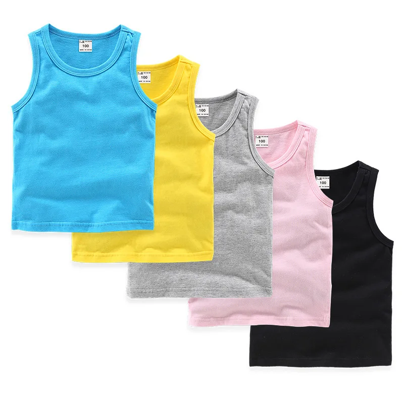
Korean Cotton Kids Sleeveless Vests Tops 