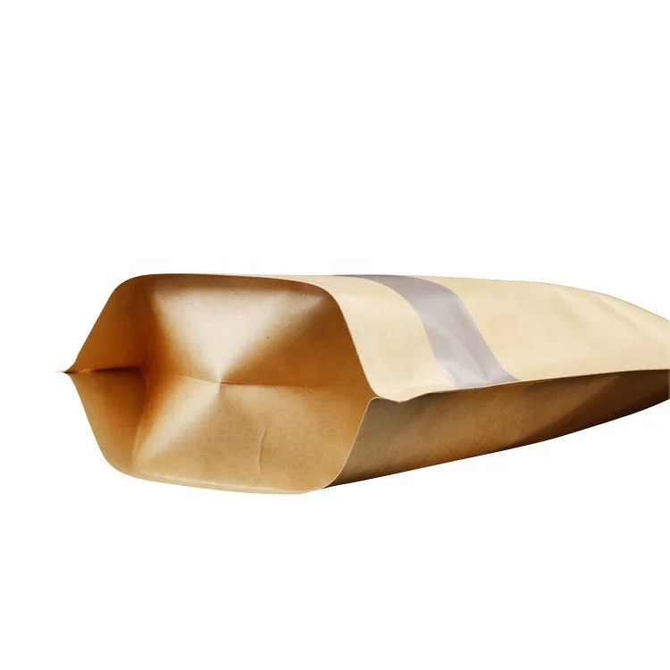 
Wholesale cheap recycled brown kraft paper zipper bag with window 