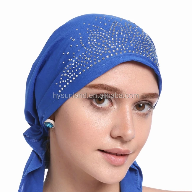 S4306 New 2019 Muslim Headband Head Wrap Caps Bandana Sequins Turban