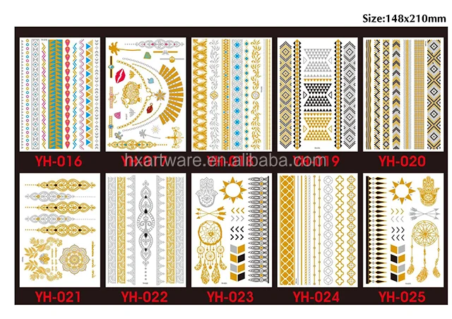 Water transfer tattoo flash gold and silver flash tattoo