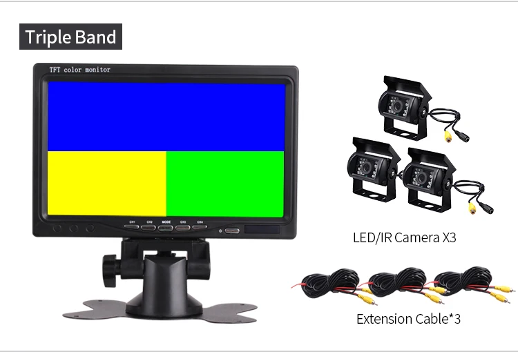 7 Inch 4 Split Screen Car Monitor 4 Channels TFT LCD Display DC 12V For Reversing Camera System Car Rearview Monitor