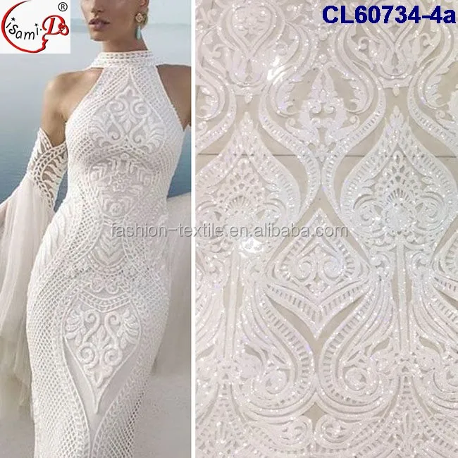 

Lisami rts chowleedee fashion style lady evening party bridal sequins white lace for CL60734-2 lace fabric, White/black/red/gold