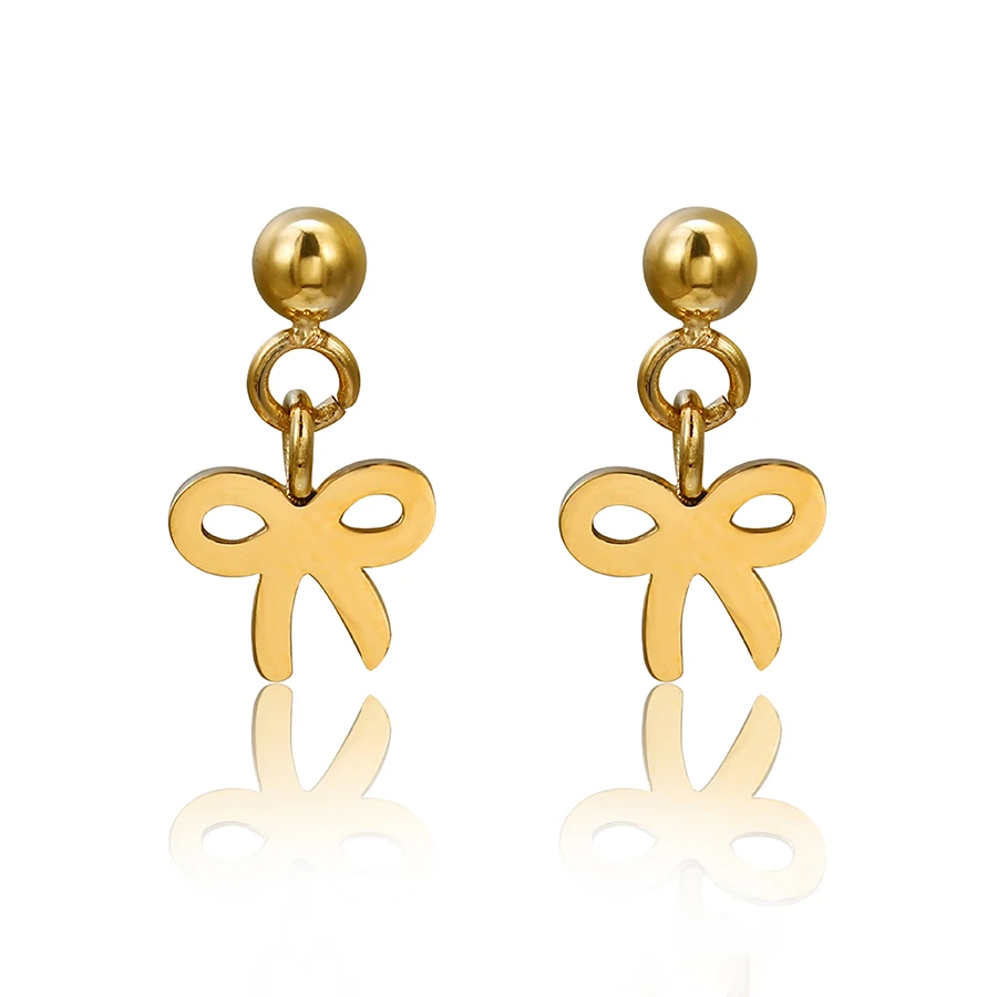 

98384 xuping Jewelry 24K gold color Stainless Steel earring new fashion bowknot earring for women