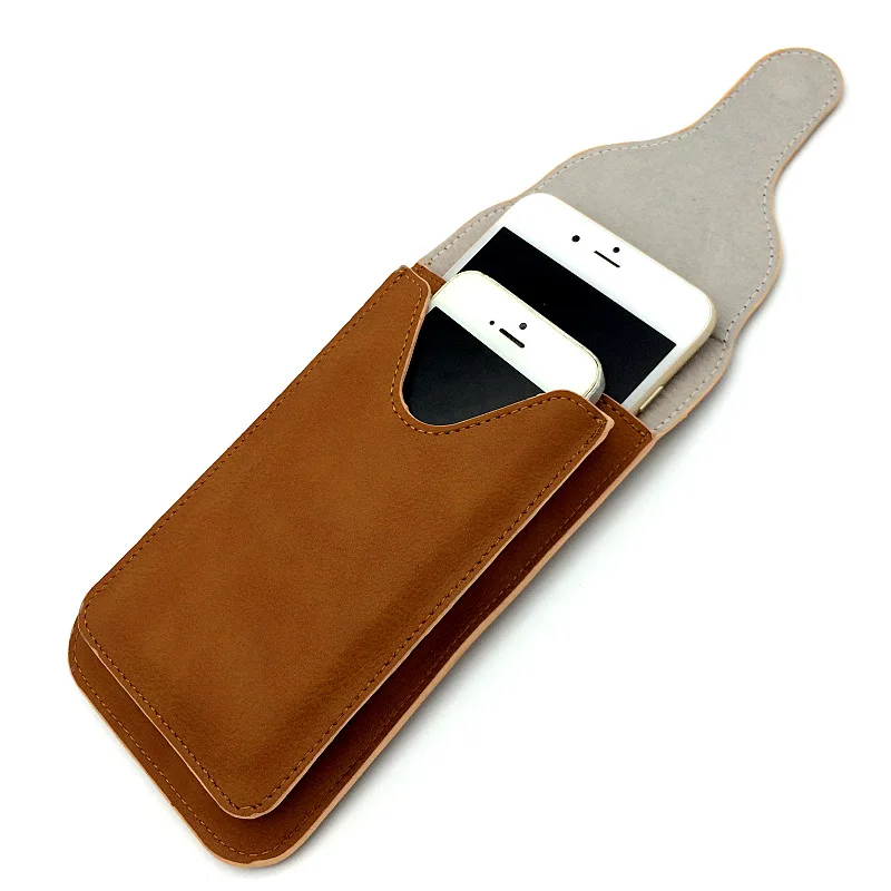 

Factory wholesale men's outdoor PU leather phone pouch bag, Black, brown