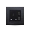FIKO hotel office black aluminum wire 86 type two position USB British standard 13A square Angle socket on the wall socket