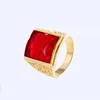 11760 xuping jewellery square 24k gold plating red gemstone fashion ring