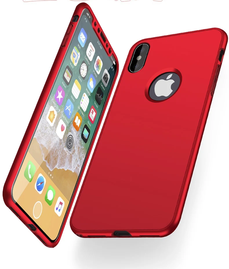 

Free Shipping 360 Full Cover Protection TPU Soft Cover Case With Tempered Glass Screen Phone Case for iPhone X XS 7 8