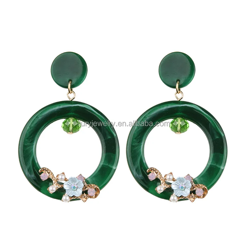 

2018 fashion New women acrylic hoop earrings flower, Showed as picture;others can be customed