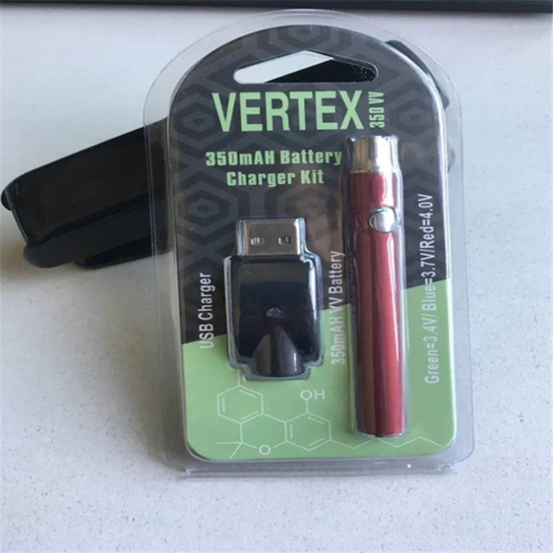

Vertex cbd vape pen kit 510 Thread Preheat Battery 350mAh variable voltage battery wholesale e cigarette vape product, Black;silver;red;white;blue