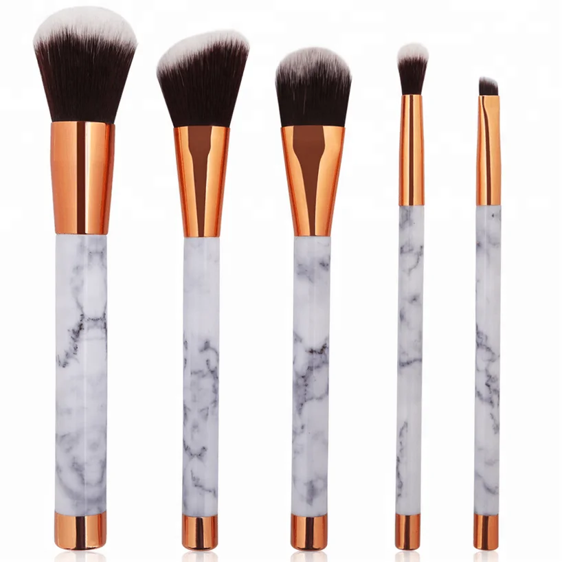 

Wholesale Powder Foundation Eyeshadow Makeup Tool Marble Print Plastic Handle 5pcs Makeup Brush