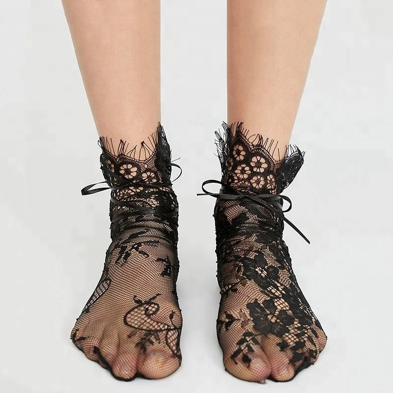 

Fashion Lady Girl Women Sexy Lace Fishnet Mesh Ankle High Socks, Image