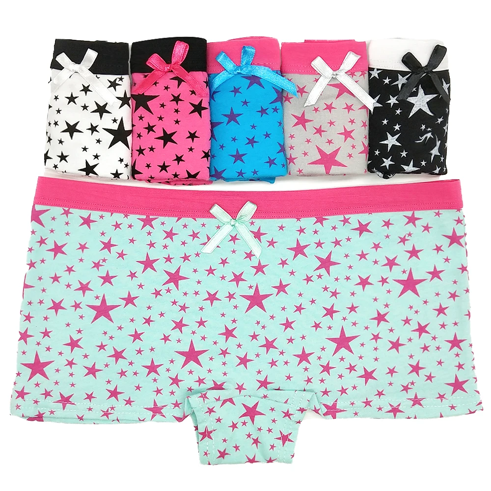 

Young girls comfy cotton panties woman breathable brief woman printing star boxers, 6 colors