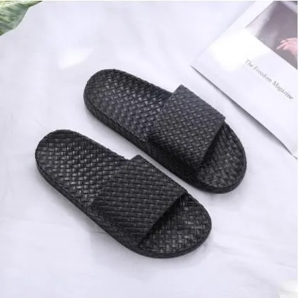 

Simple design is comfortable and anti-slippery and wear-resistant indoor slippers for both men and women, White/black