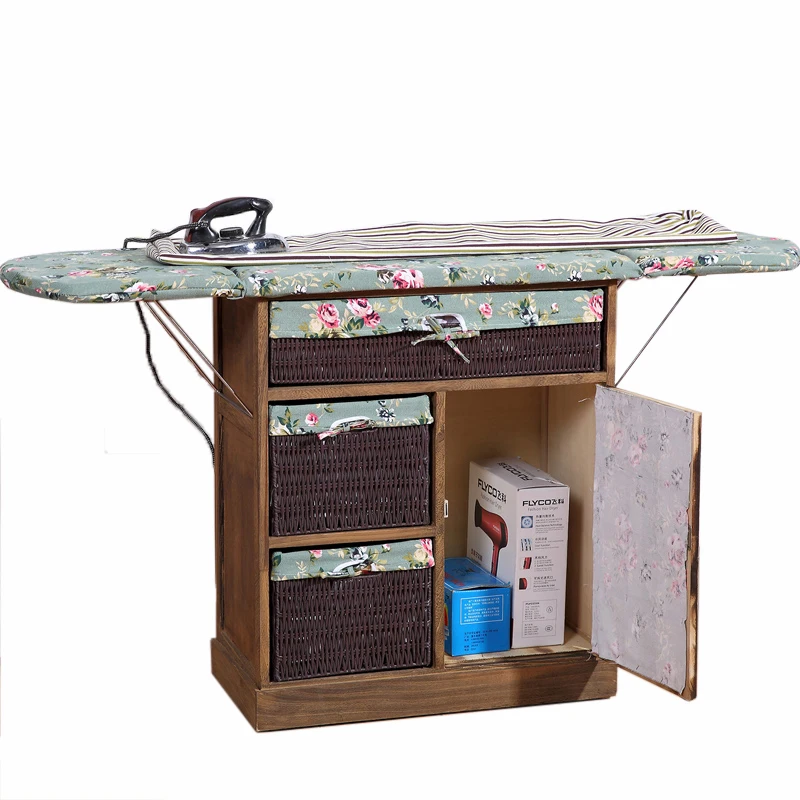 Stand For Clothes Ironing Board Wood Cabinet With Storage Basket