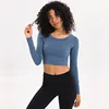 High Elastic Long Sleeves Women's Crop Tops Sweatshirt with Custom Logo