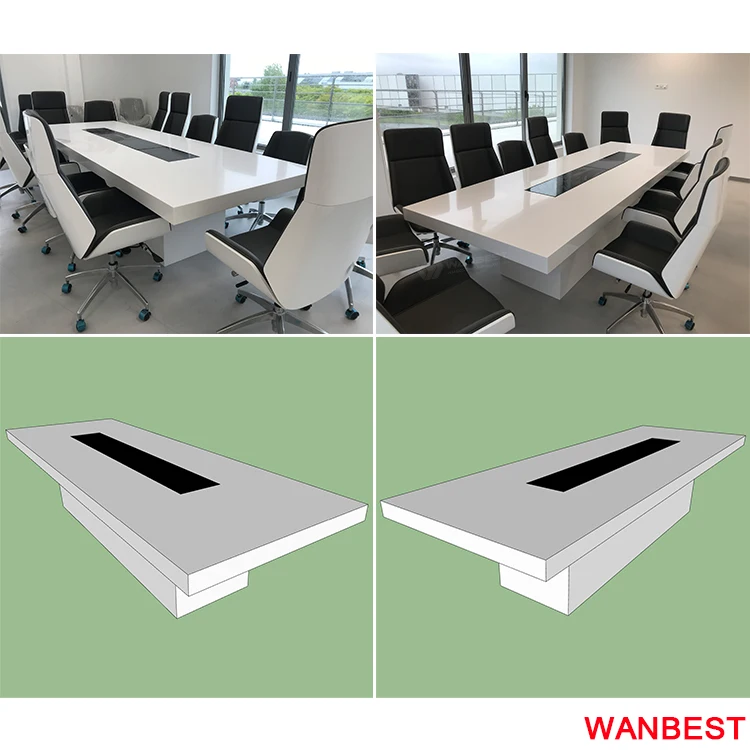 Luxury Artificial Marble White Office Furniture Conference Room Table Meeting Desk