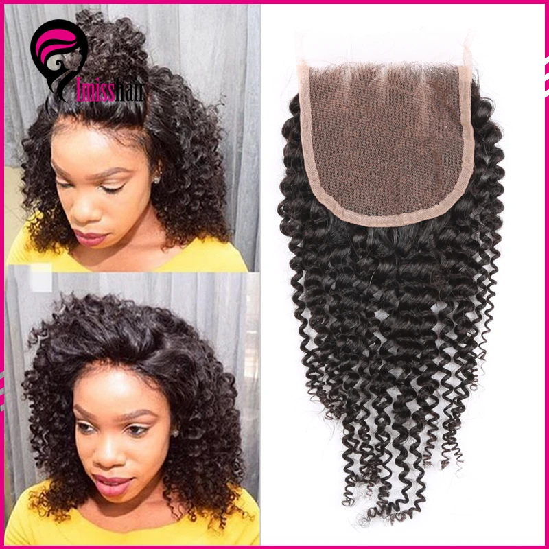 Brazilian Hair Weave 3 Part Silk Base Closure Top Quality Kinky