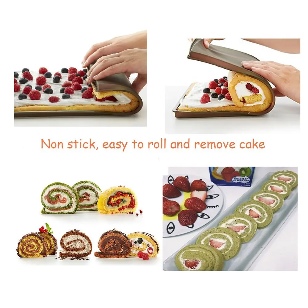 Swiss Roll Flexible Baking Tray Rectangular Shape Mould Silicone Cookie