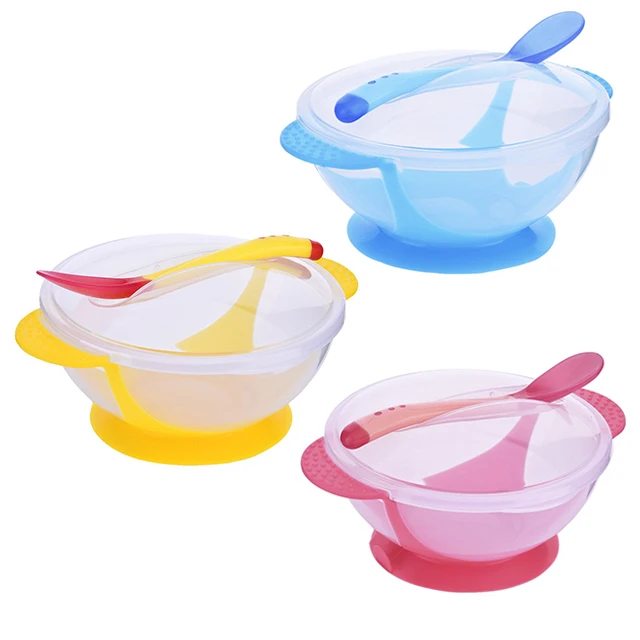 2019 Hot Sale Anti-Slip Anti-Scalding Suction Training Bowl with Spoon