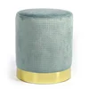 Modern Style Green Mdf Velvet Fabric Foam Iron Gold Metal Base Foot Stool Ottoman For Wedding