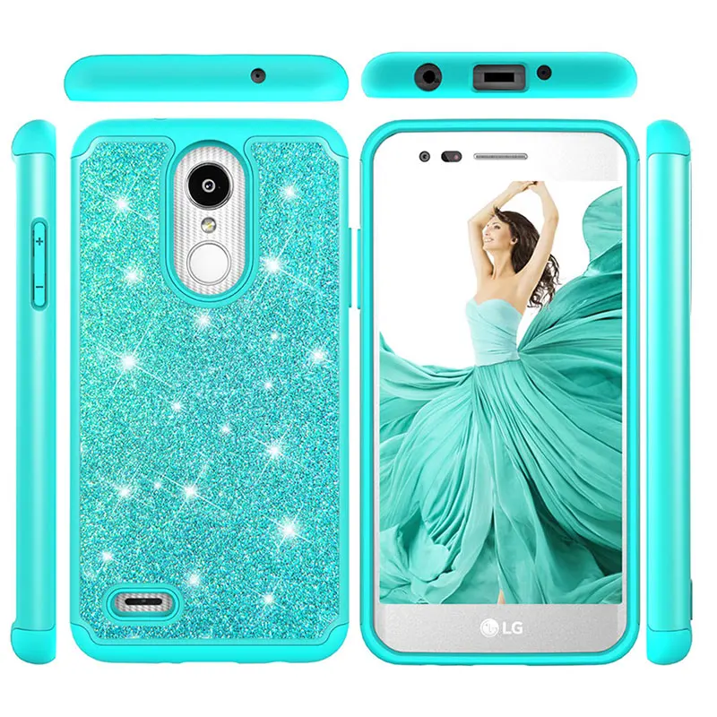 

Free Shipping Dual Layer Hybrid PC Soft Cover Cases Shock Resistant Silicon Case fit for LG Aristo 2 Plus, Tear bling