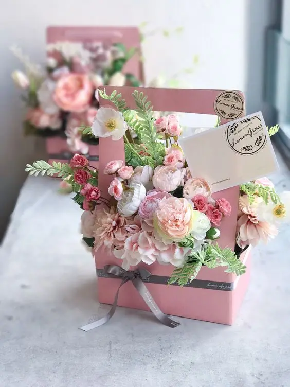 Wholesale Paper Flower Box Foldable Flower Gift Box Square Flower ...