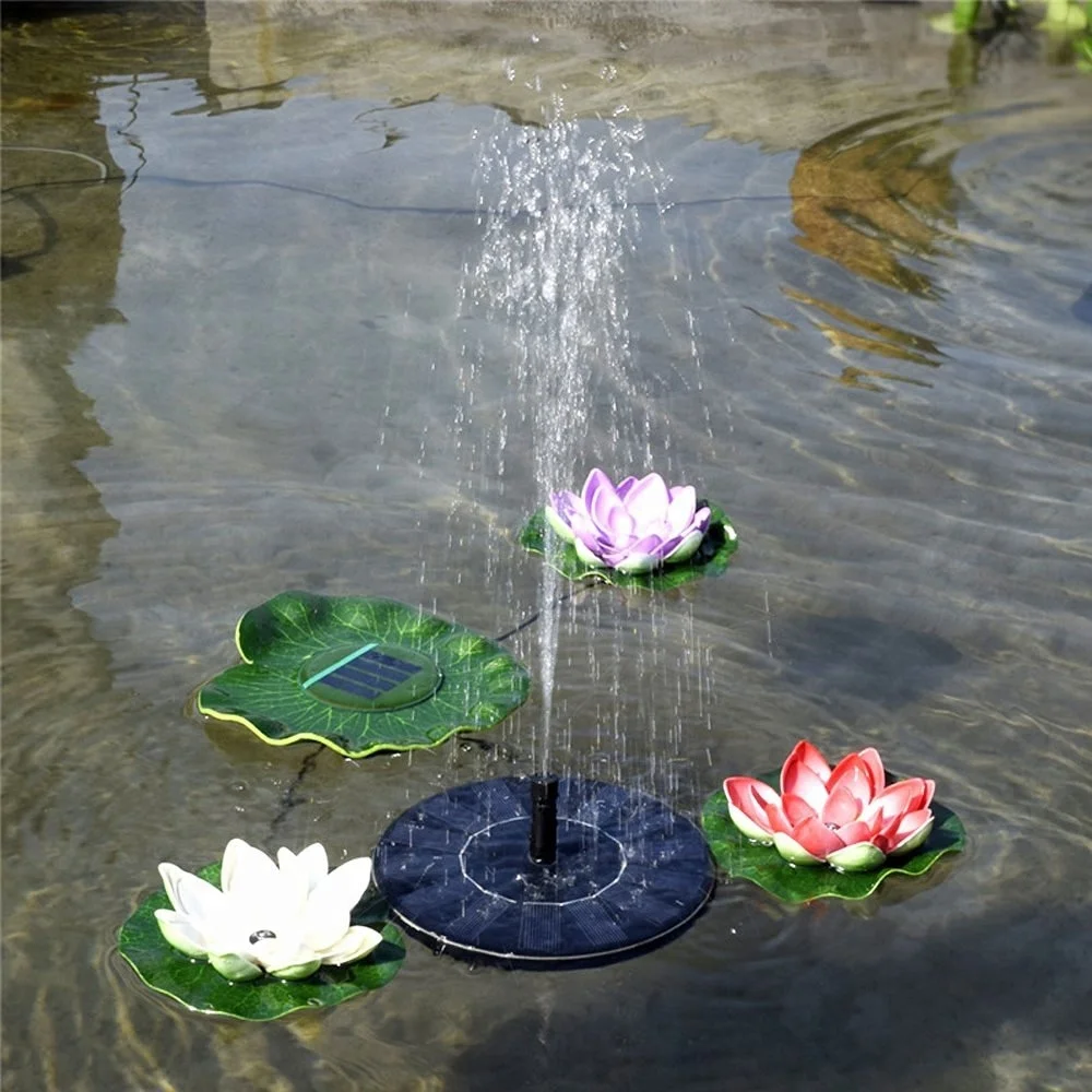 

Mini rotundity floating pump solar power water dancing fountain, Black