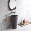Brown art flooring irregularity face hotel goods models ceramics with sink art new models freestanding bathroom pedestal basin