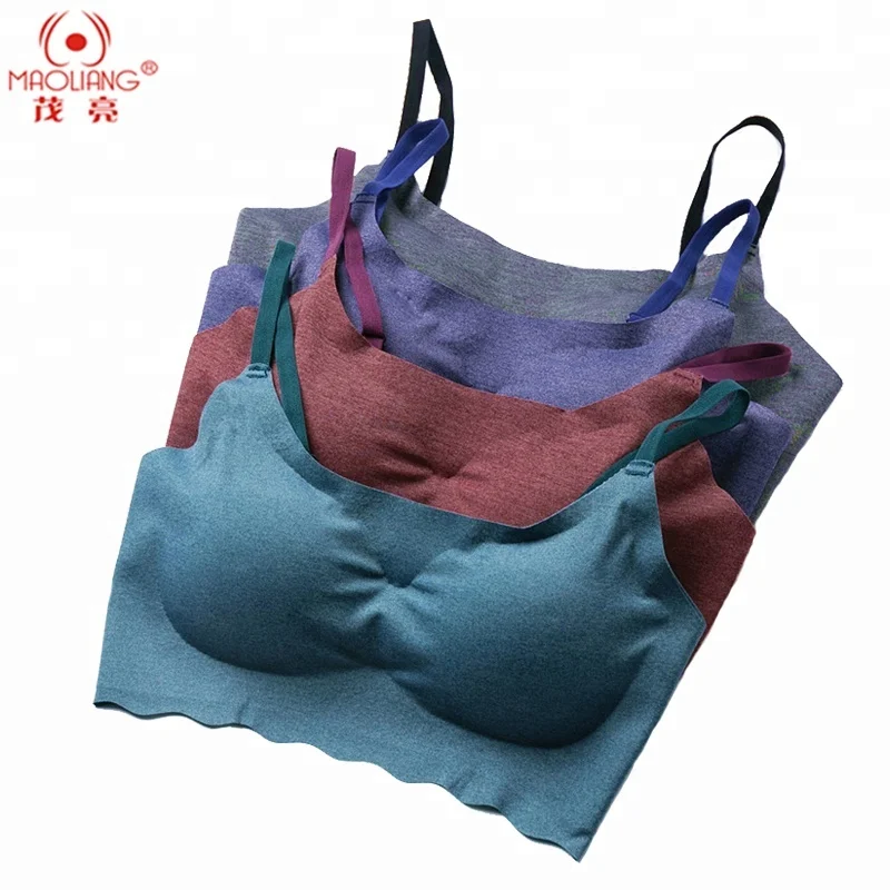 

1904 Japanese Sexy Padded Yoga Bra Top Fitness Sleeping Seamless Sports Bra, Dark gray;brick red;blue;green