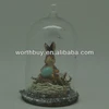 Antiue decorative glass dome for Easter with bunny & egg