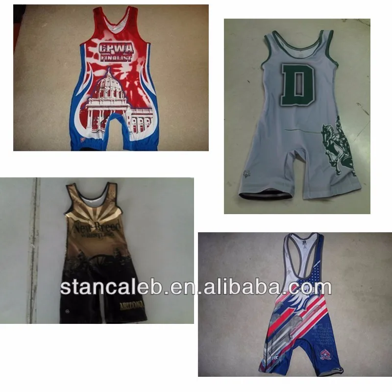 Stan Caleb latest reversible modified red blue wrestling singlets design