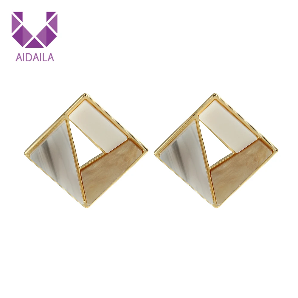 

AIDAILA Korean Style Square Gold Plating Acrylic Earrings Stud Earrings Women For Gift, As picture