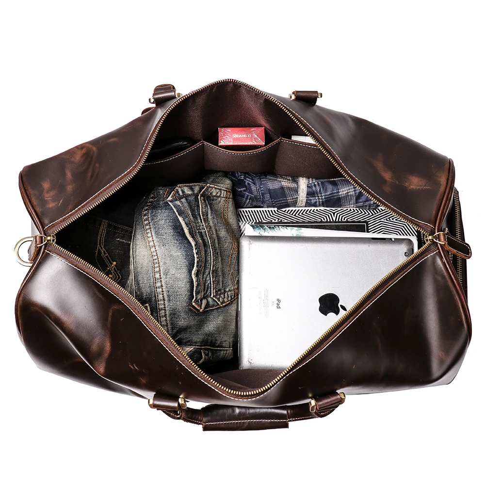 Genuine Vintage Leather Travel Duffle Weekender Bag 100 Leather For