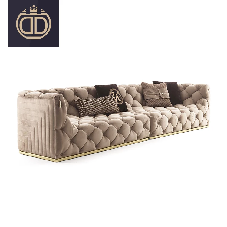 Modern Sofa Set Cheap Living Room Chesterfield Button Tufted Leather