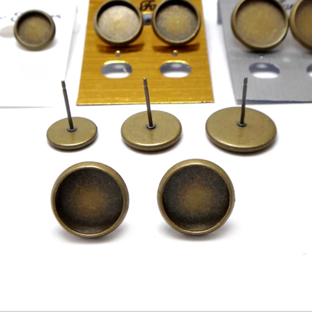 

New copper material plating ancient bronze earrings tray 6mm-14mm blank accessories wholesale, Silver