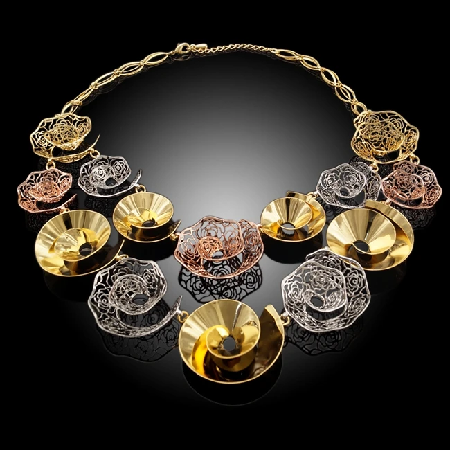 Gold 24k Jewelry Dubai Rose Gold Earrings Necklace Bangle Ring