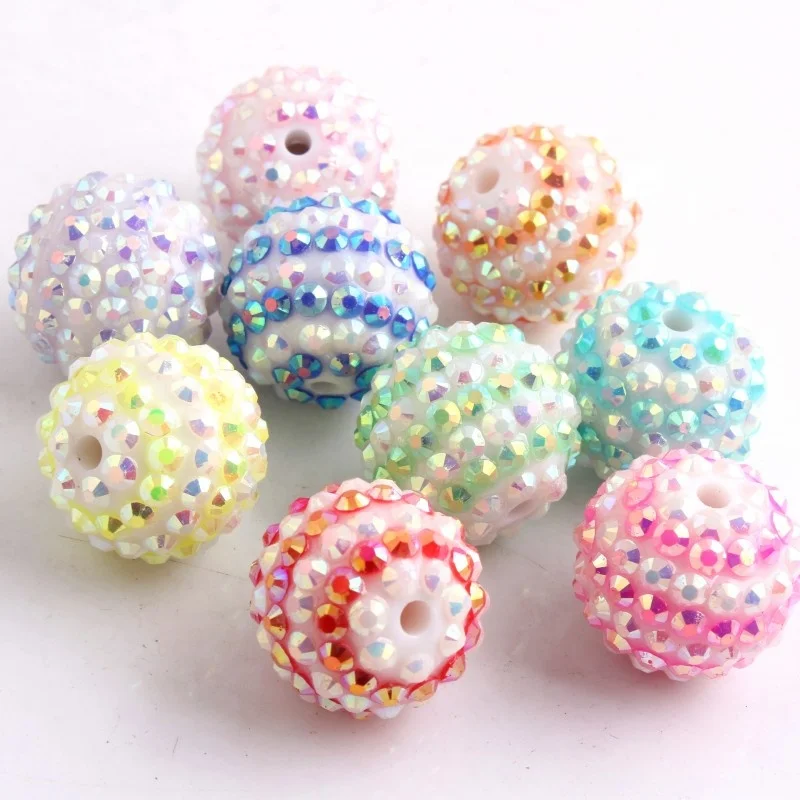 

Mix Colorful Color Resin Strips Rhinestone Ball Beads for Bubblegum Beaded Chunky Necklace Jewelry 12mm 16mm 20mm
