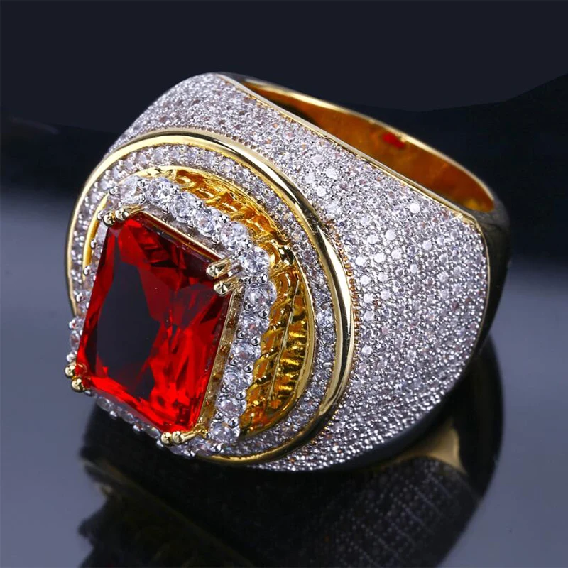 

New Fashion Dubai 18k Gold Ring Men's Diamond Ring With Full Micro-diamond Silver Jewelry,Saudi Arabia Gold Wedding Ring Price