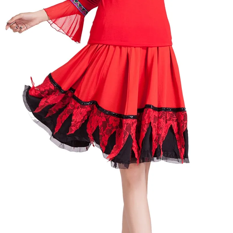 Modern Dance Layered Pleated Skirt Dress,Ballroom Dancing Skirt Half