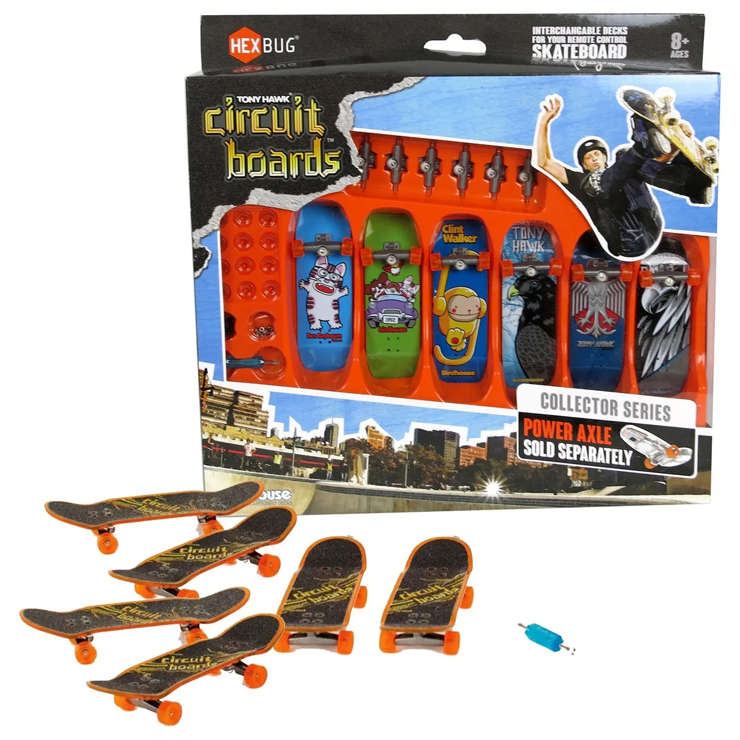 Hexbug Year 2014 Tony Hawk Circuit Boards 6 Pack Set - Ben Raybourn Cat (002-BH), Party Animals (004-BH), Clint Walker Monkey (005-BH), Forest Hawk (013-BH), 2 Head Hawk (019-BH) & Iron Hawk (020-BH)