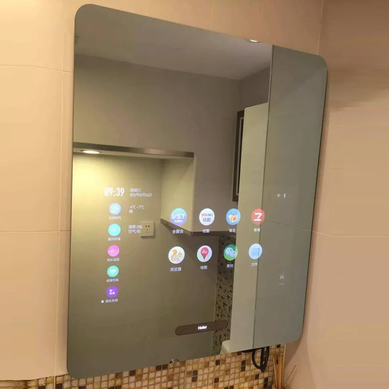 
Android Smart home Magic mirror with touch screen Bluetooth advertising WiFi zigbee AI home automation control 