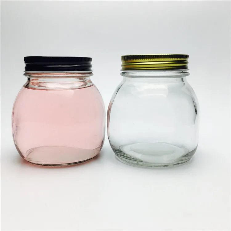 

Wholesale 500ml custom made embossed mason jar candles customized bee honey bottle, Clear,shot