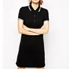 Custom Ladies Short Sleeve Polo Dress 95%Polyester 5%Spandex Women Blank Solid Color Twin Tipped Polo Shirt Dress