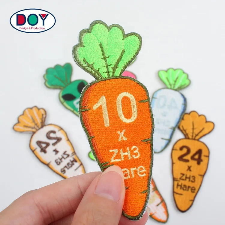 

Wholesale Sew on Custom Letters and Numbers Logo Embroidery Fruit Badge Patches for Kids Clothing