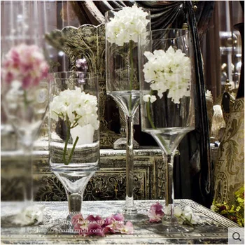 Decoration Tall Cylinder Glass Flower Vase With Stem For Home