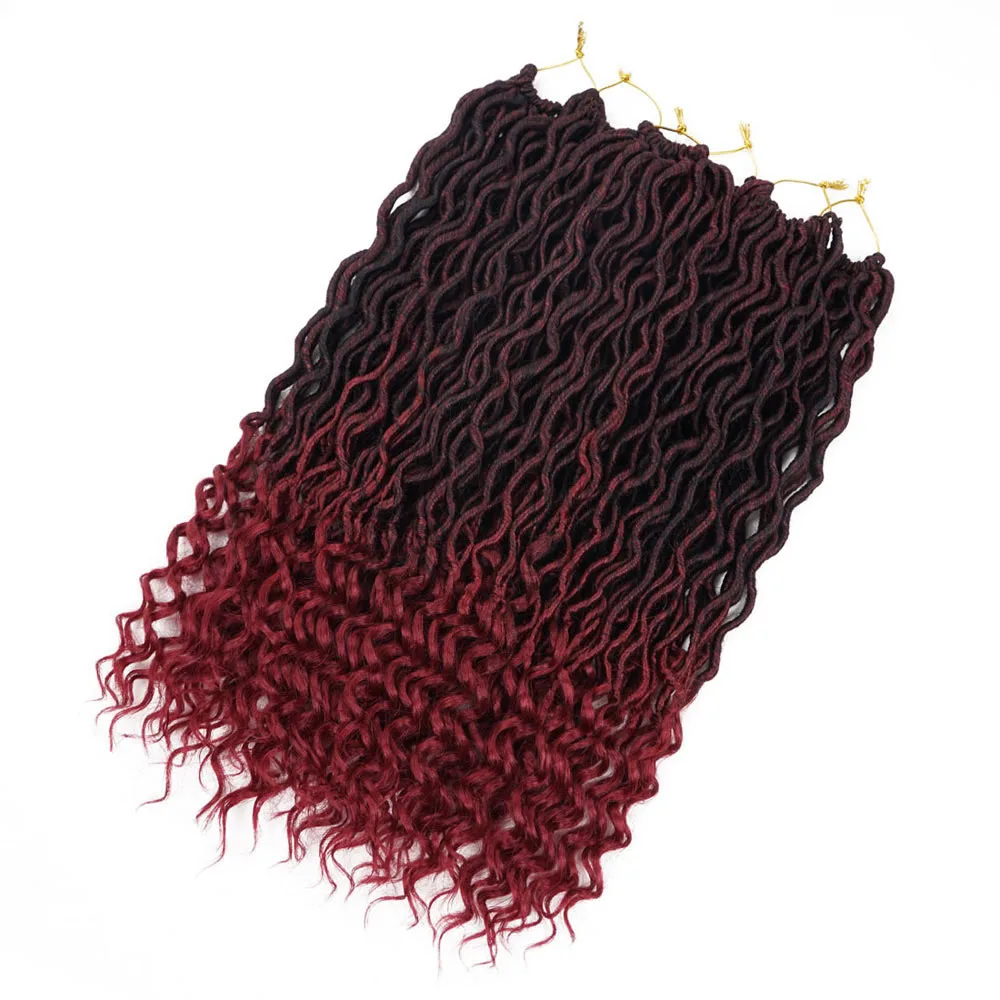 Faux Locs Crochet Hair Synthetic Goddess Braid Twist Crochet Hair Curly Ends Wavy Dreadlocks Crochet Braiding Hair